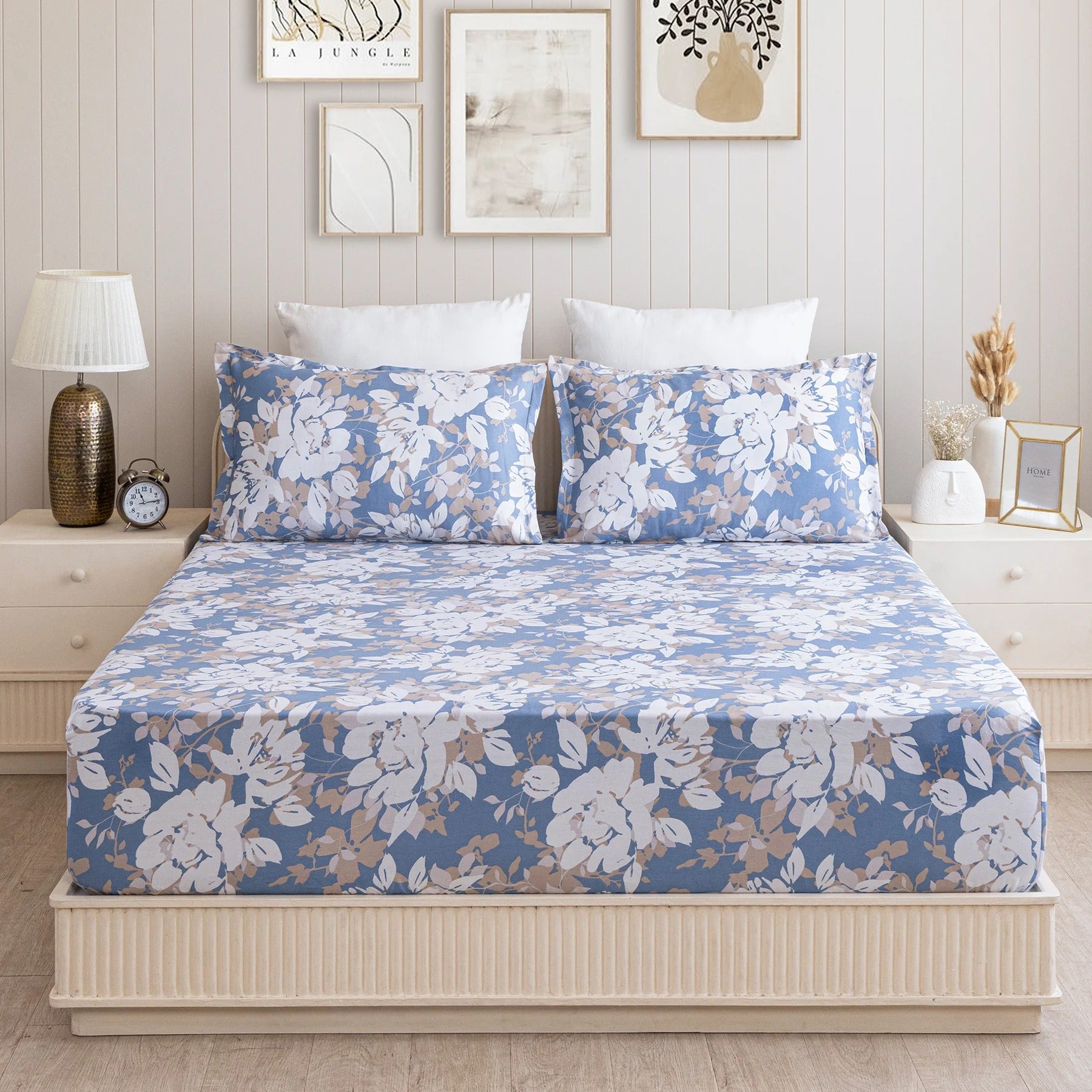 100% Dustproof & Water Resistant + 360°  Elastic Fitted Blossam Haze Printed Bedsheet