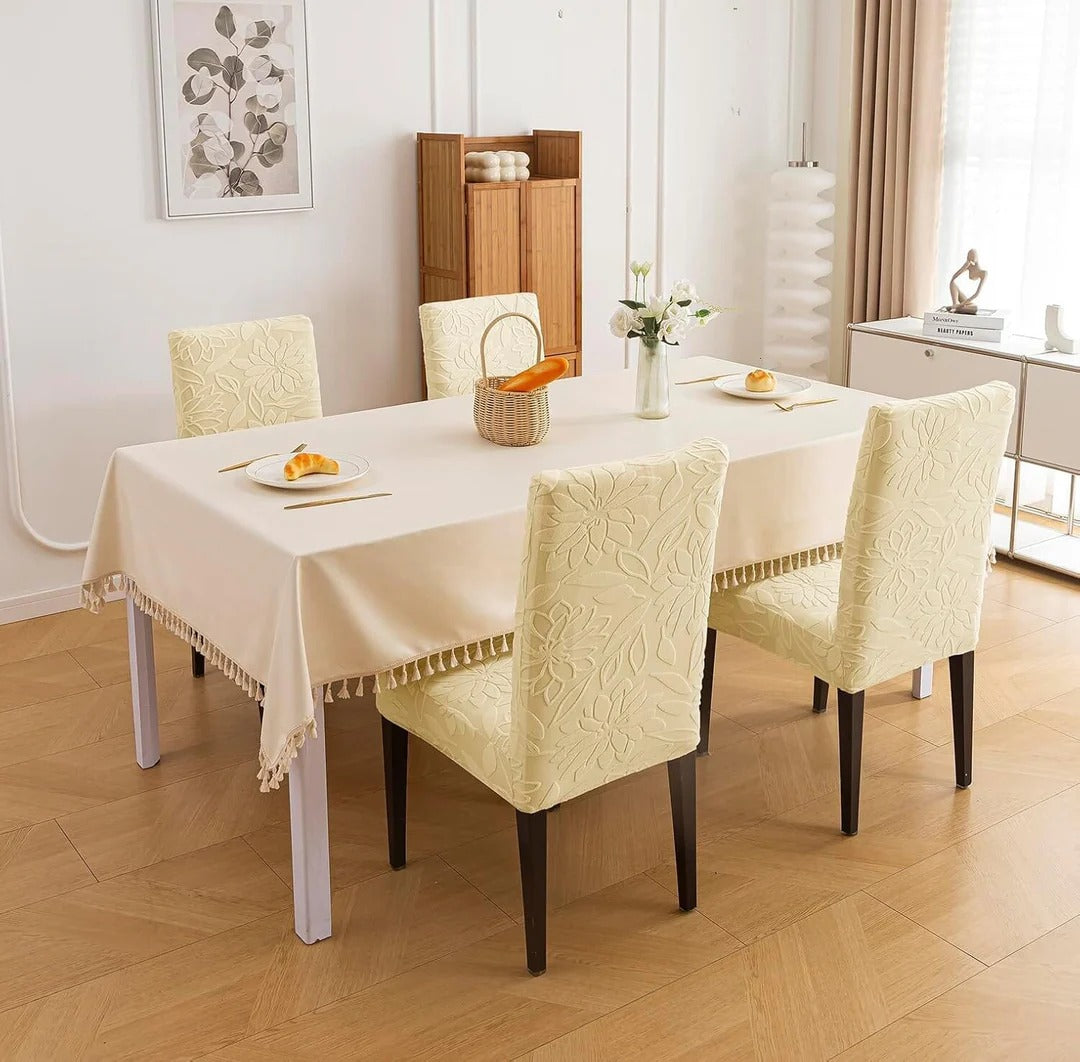 Majestic Jacquard Musturd Elastic Chair Cover – Stretchable, Dustproof, Machine Washable