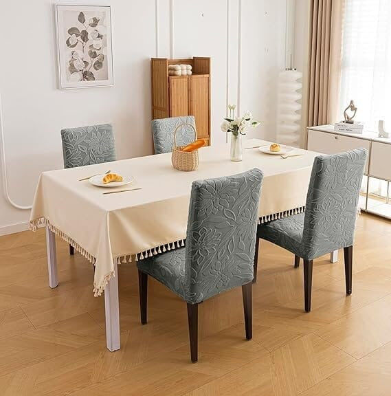 Majestic Jacquard Dark Grey Elastic Chair Cover – Stretchable, Dustproof, Machine Washable