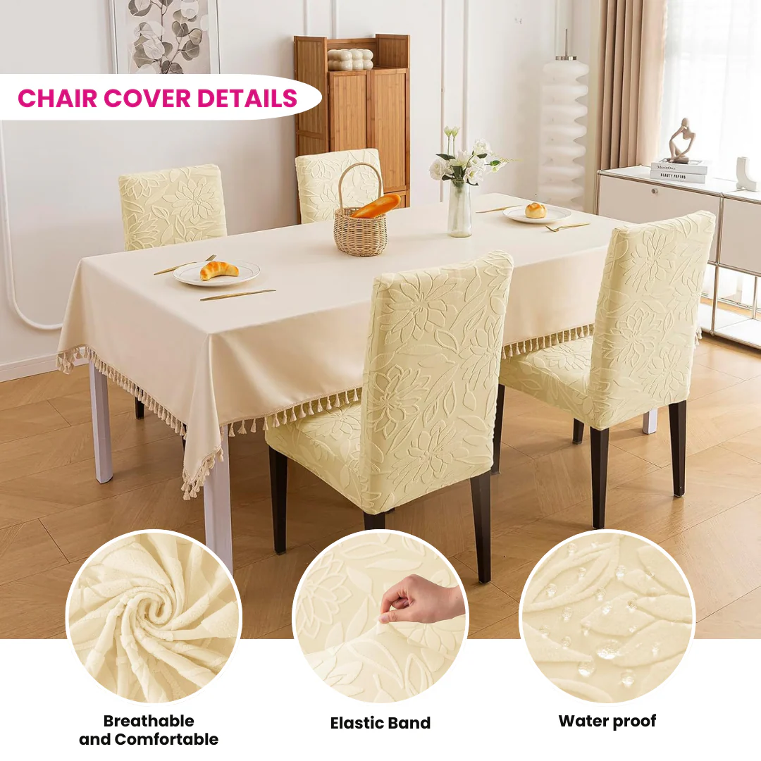 Majestic Jacquard Musturd Elastic Chair Cover – Stretchable, Dustproof, Machine Washable