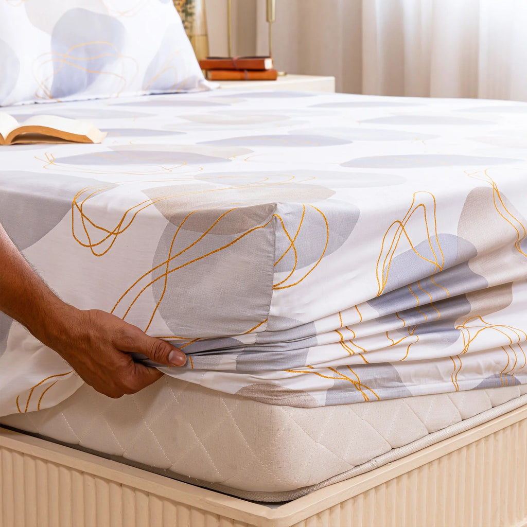 100% Dustproof & Water Resistant + 360°  Elastic Fitted Spheres Of Serenity Printed Bedsheet