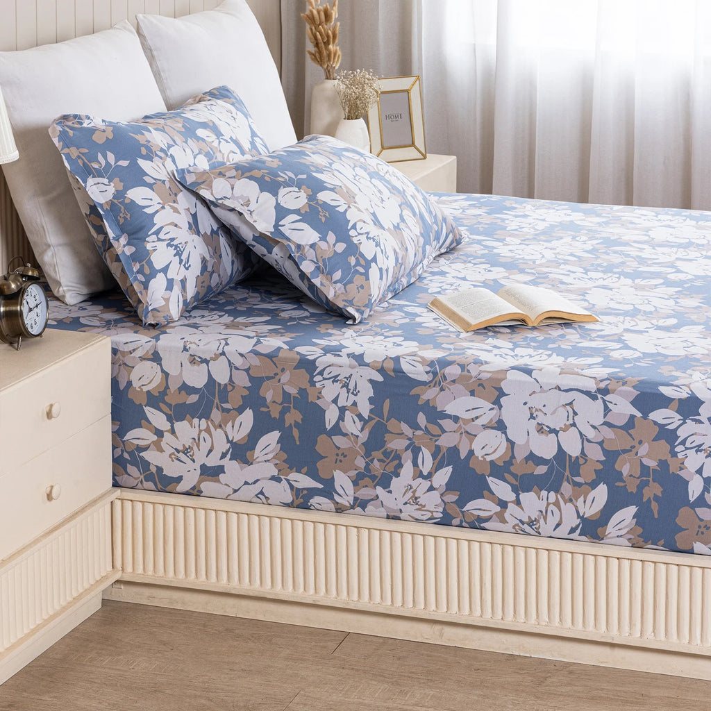 100% Dustproof & Water Resistant + 360°  Elastic Fitted Blossam Haze Printed Bedsheet