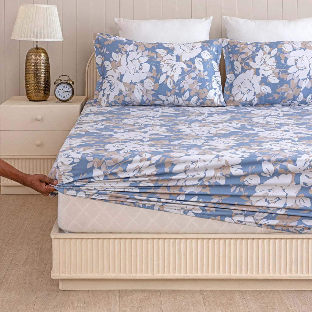 100% Dustproof & Water Resistant + 360°  Elastic Fitted Blossam Haze Printed Bedsheet