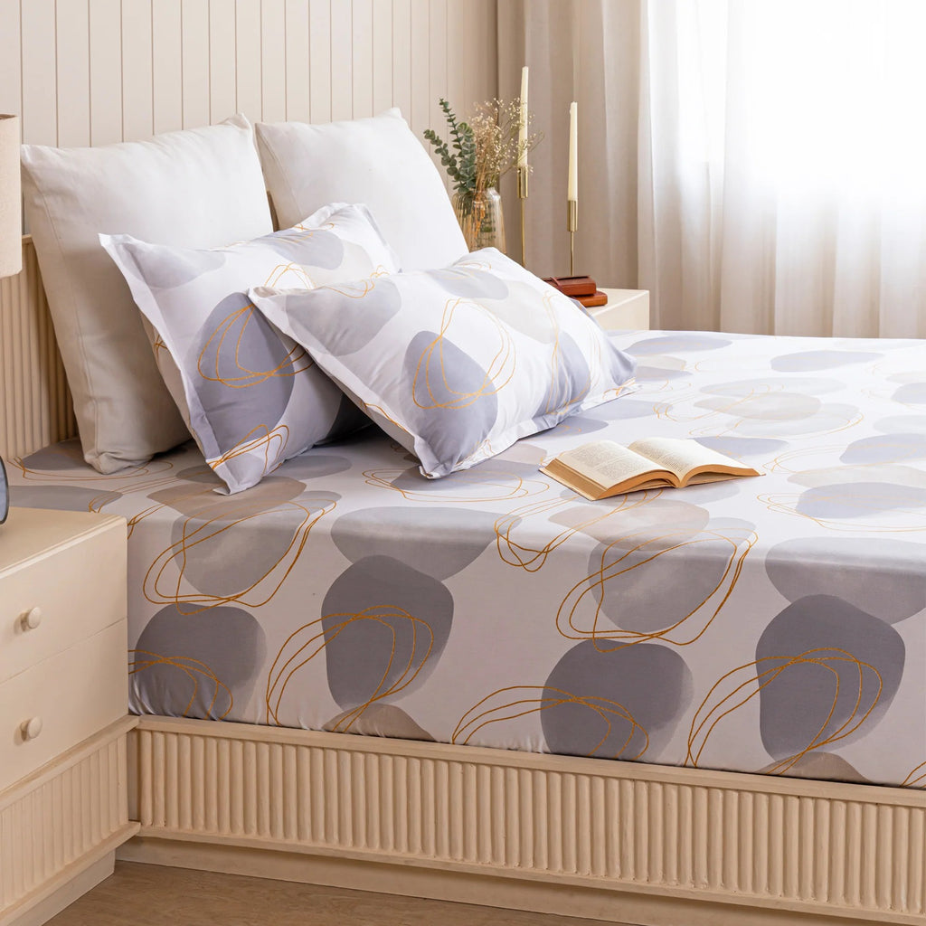 100% Dustproof & Water Resistant + 360°  Elastic Fitted Spheres Of Serenity Printed Bedsheet