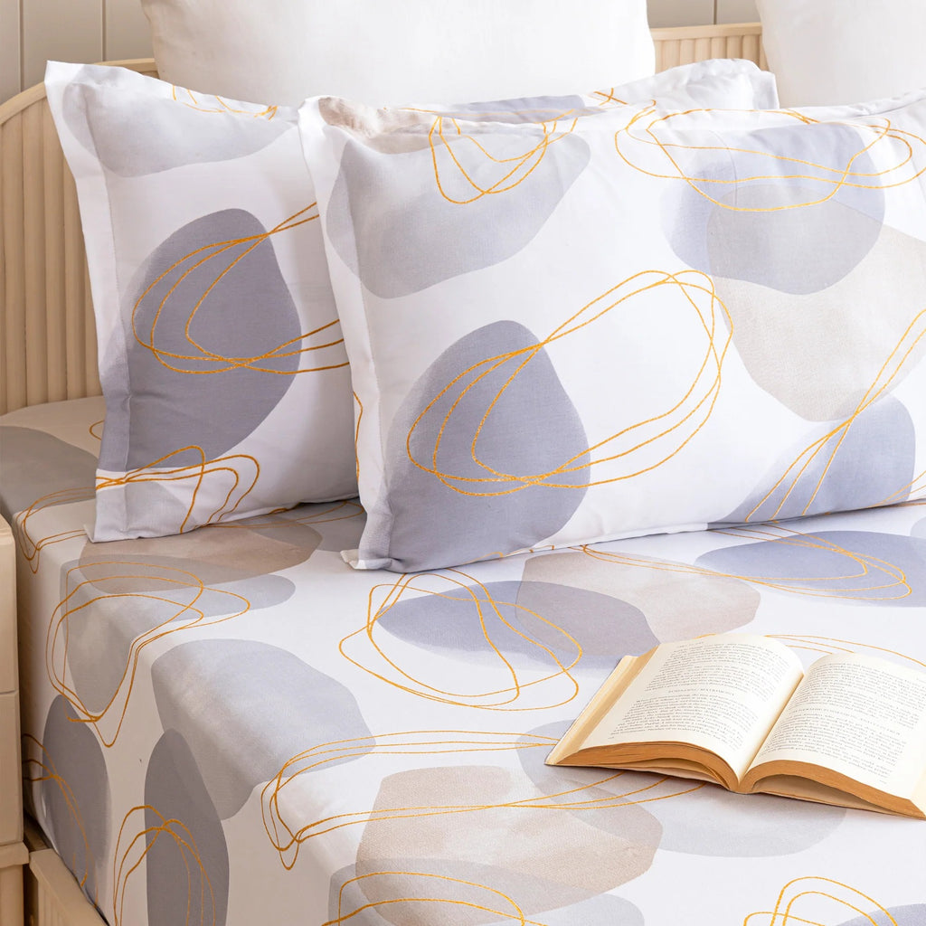 100% Dustproof & Water Resistant + 360°  Elastic Fitted Spheres Of Serenity Printed Bedsheet