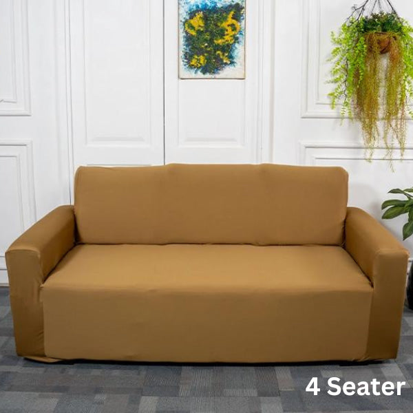 Premium Quality Machine Washable & Dust Proof Sofa Cover - Khaki | Universal Fit Streachable Fabric