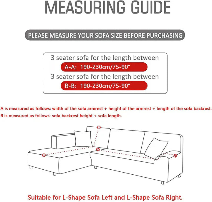 L-Shape Sofa Cover - Charcol Fern
