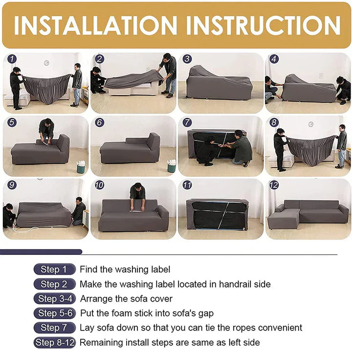 L-Shape Sofa Cover - Navy Blue checks