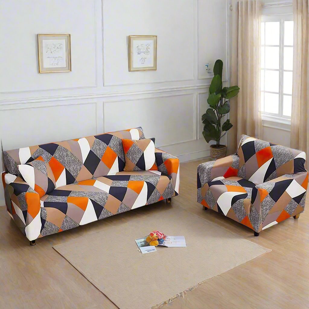 Prism Orange - Luxury Quality Strechable & Dust-proof Sofa Cover