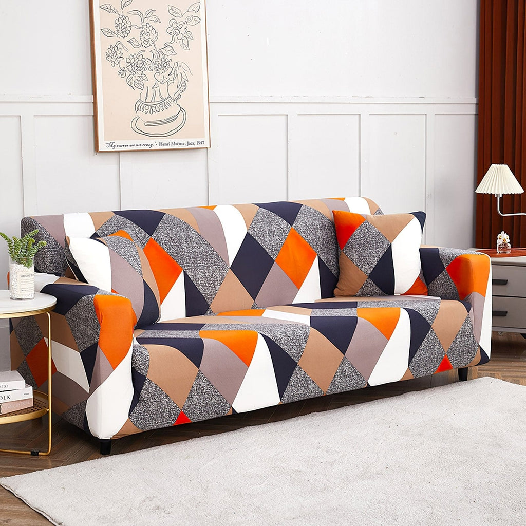 Prism Orange - Luxury Quality Strechable & Dust-proof Sofa Cover