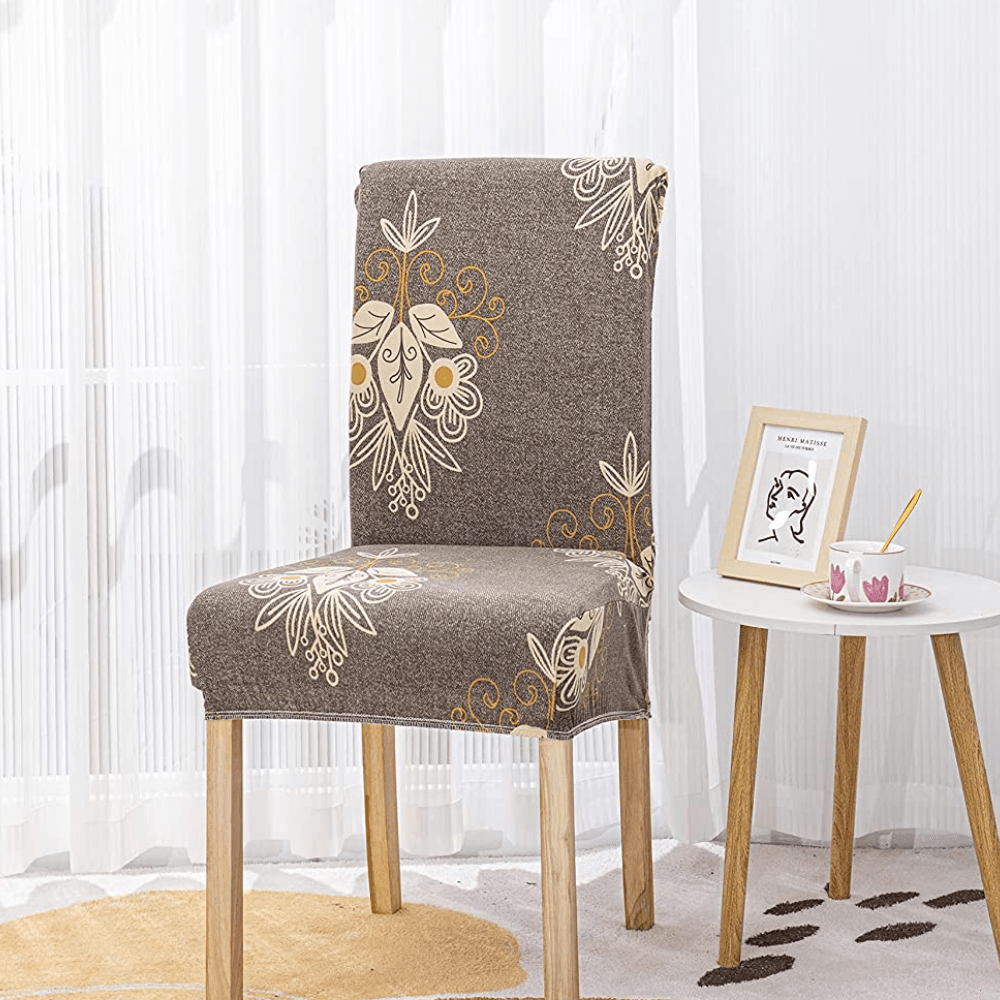 Beige Brocade  Chair Cover - Dustfree, Stain Free, Water Resistance & Machine Washable