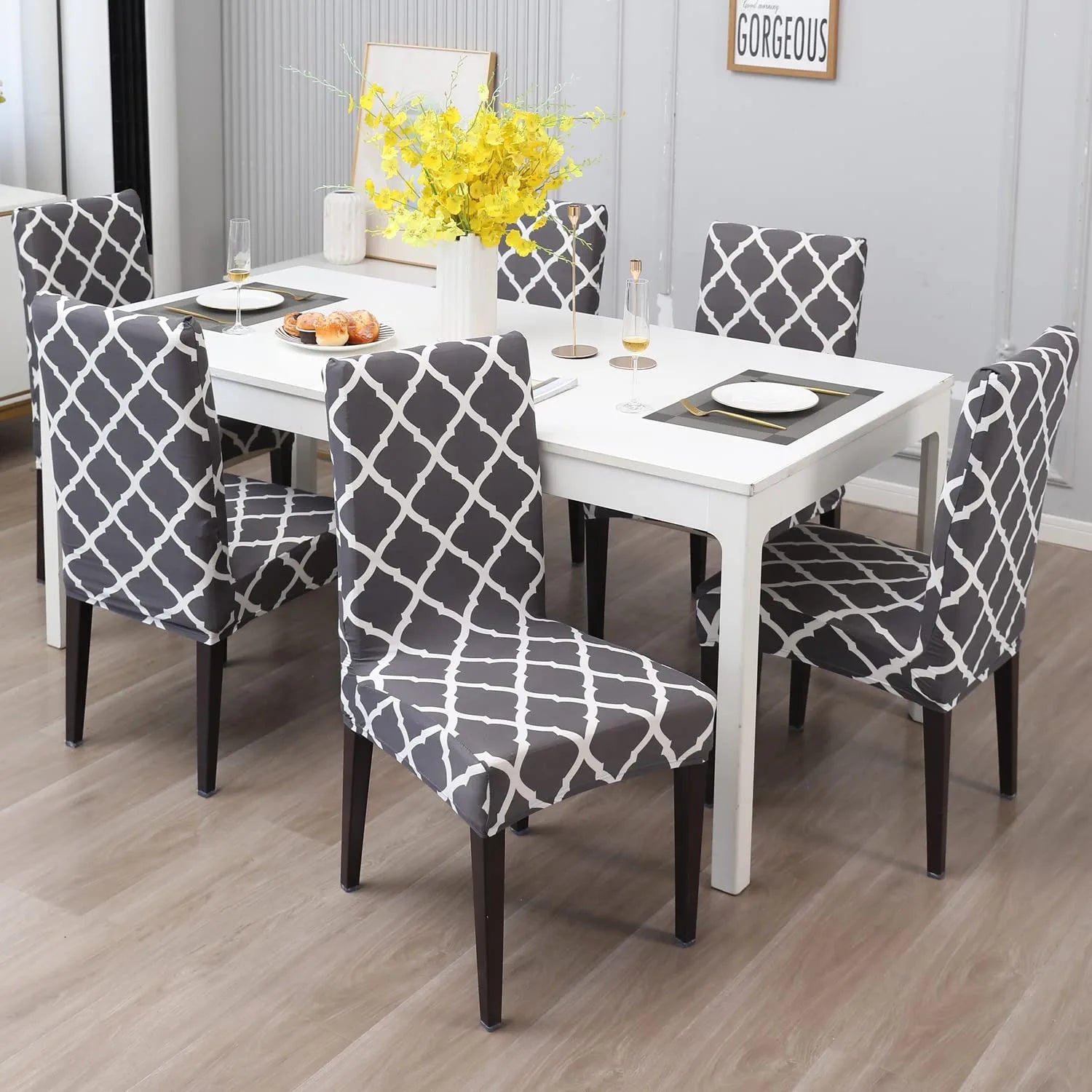 Grey Diamond Chair Cover - Dustfree, Stain Free, Water Resistance & Machine Washable