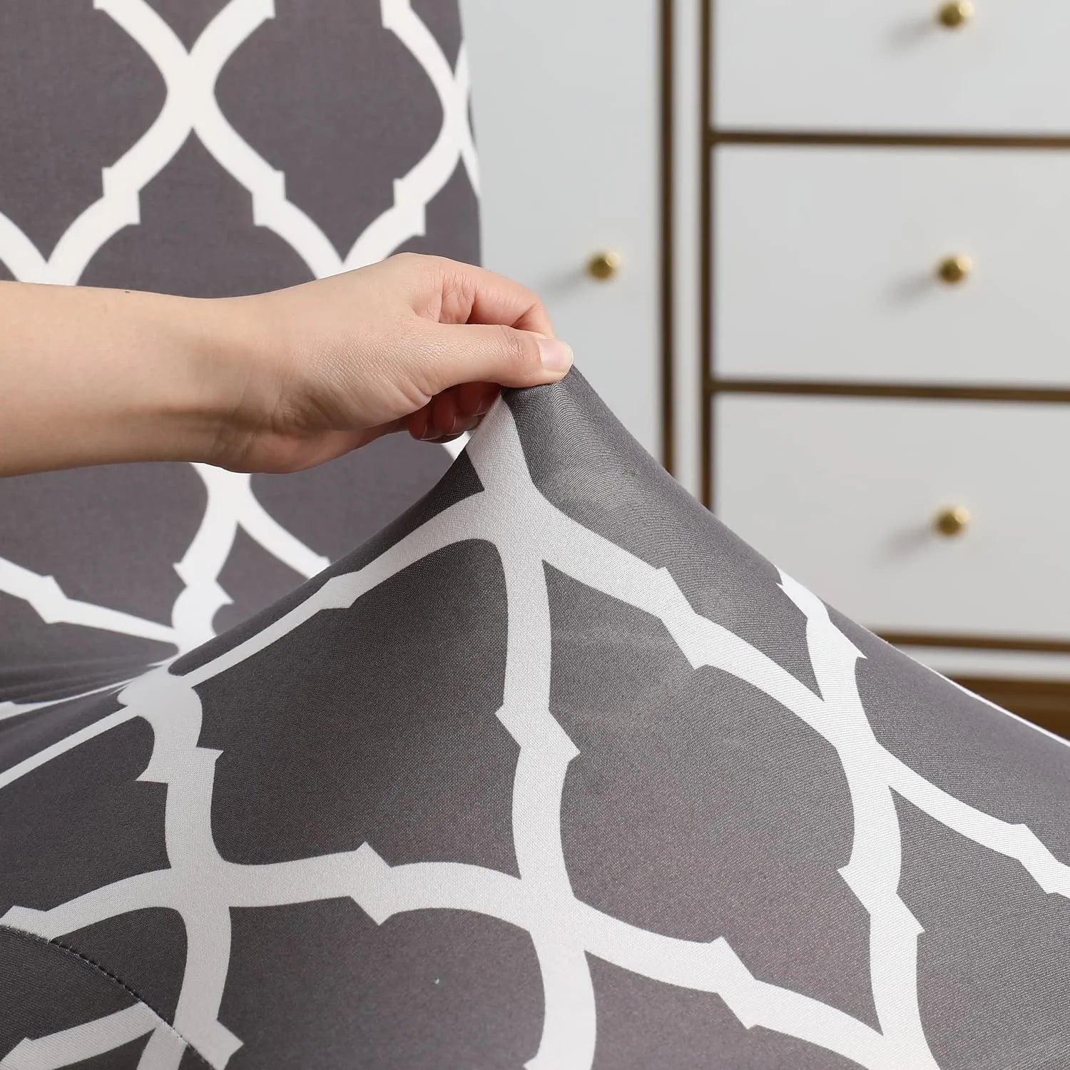 Grey Diamond Chair Cover - Dustfree, Stain Free, Water Resistance & Machine Washable