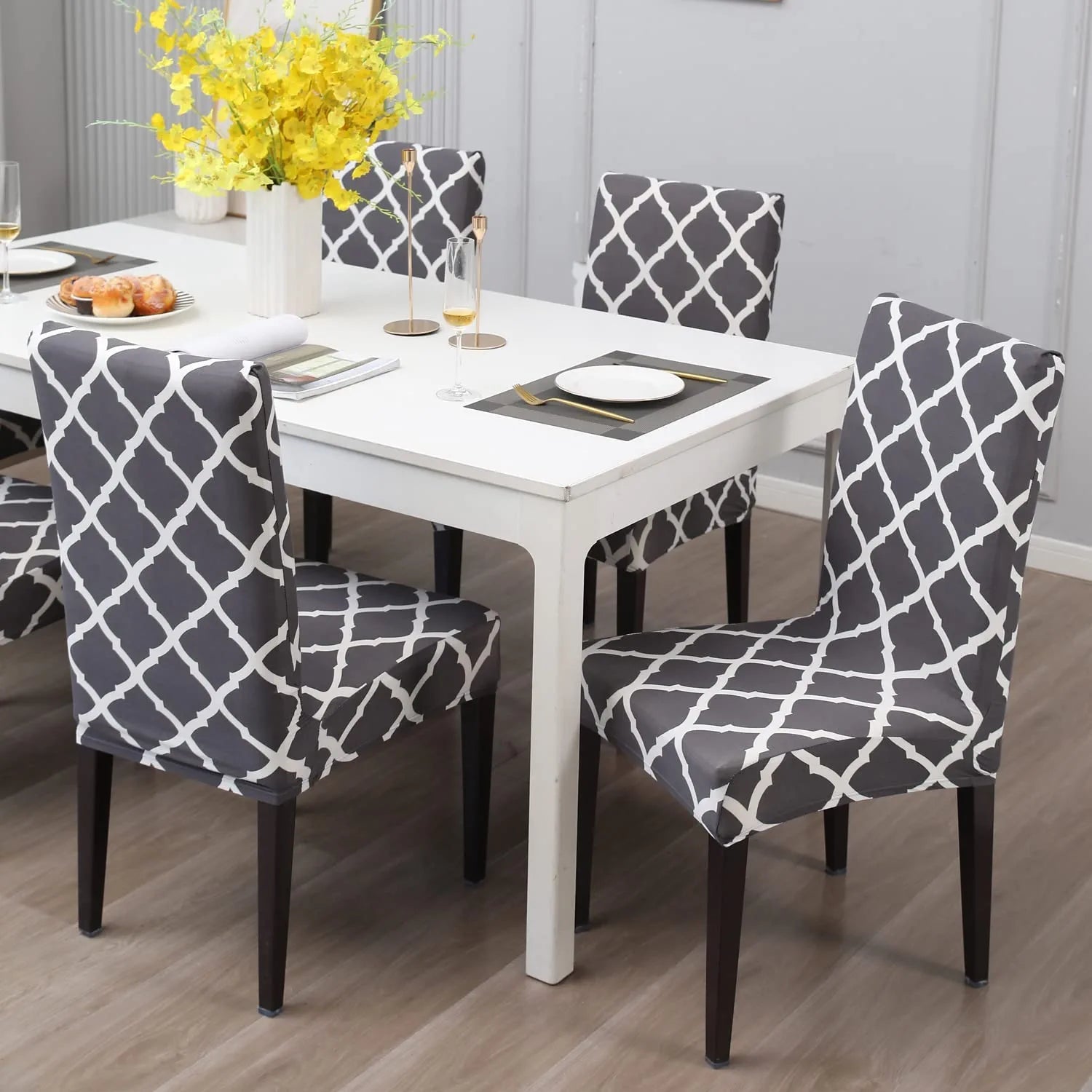 Grey Diamond Chair Cover - Dustfree, Stain Free, Water Resistance & Machine Washable