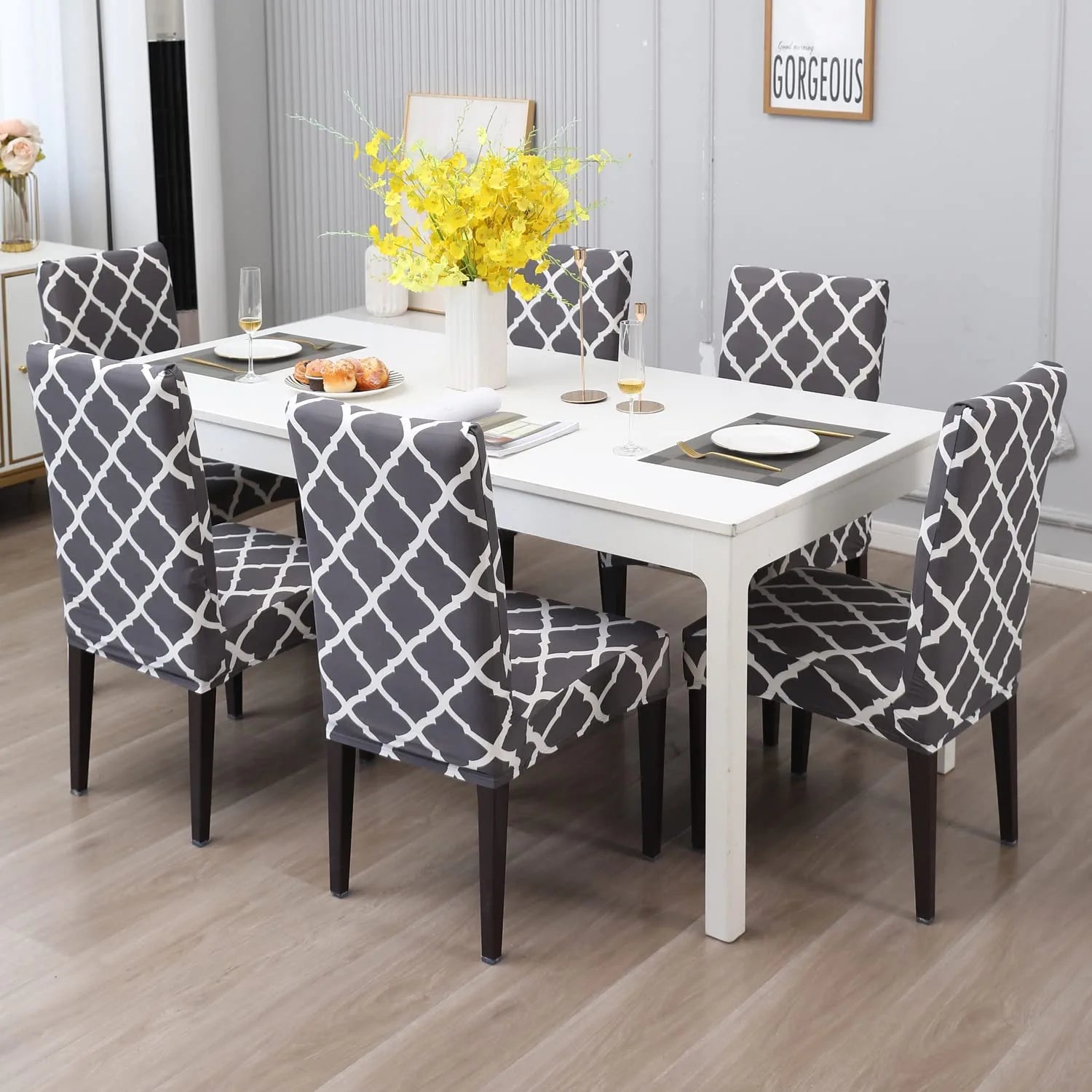 Grey Diamond Chair Cover - Dustfree, Stain Free, Water Resistance & Machine Washable