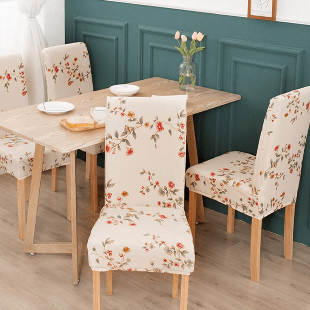 Beige Brocade  Chair Cover - Dustfree, Stain Free, Water Resistance & Machine Washable