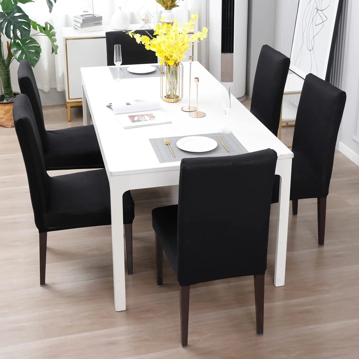 Plain Black Chair Cover - Dustfree, Stain Free, Water Resistance & Machine Washable